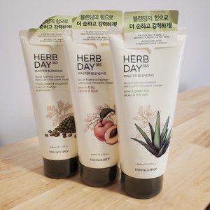 3X The Face Shop Herb Day Master Blending Cleanser, Aloe, Peach & Mung Bean